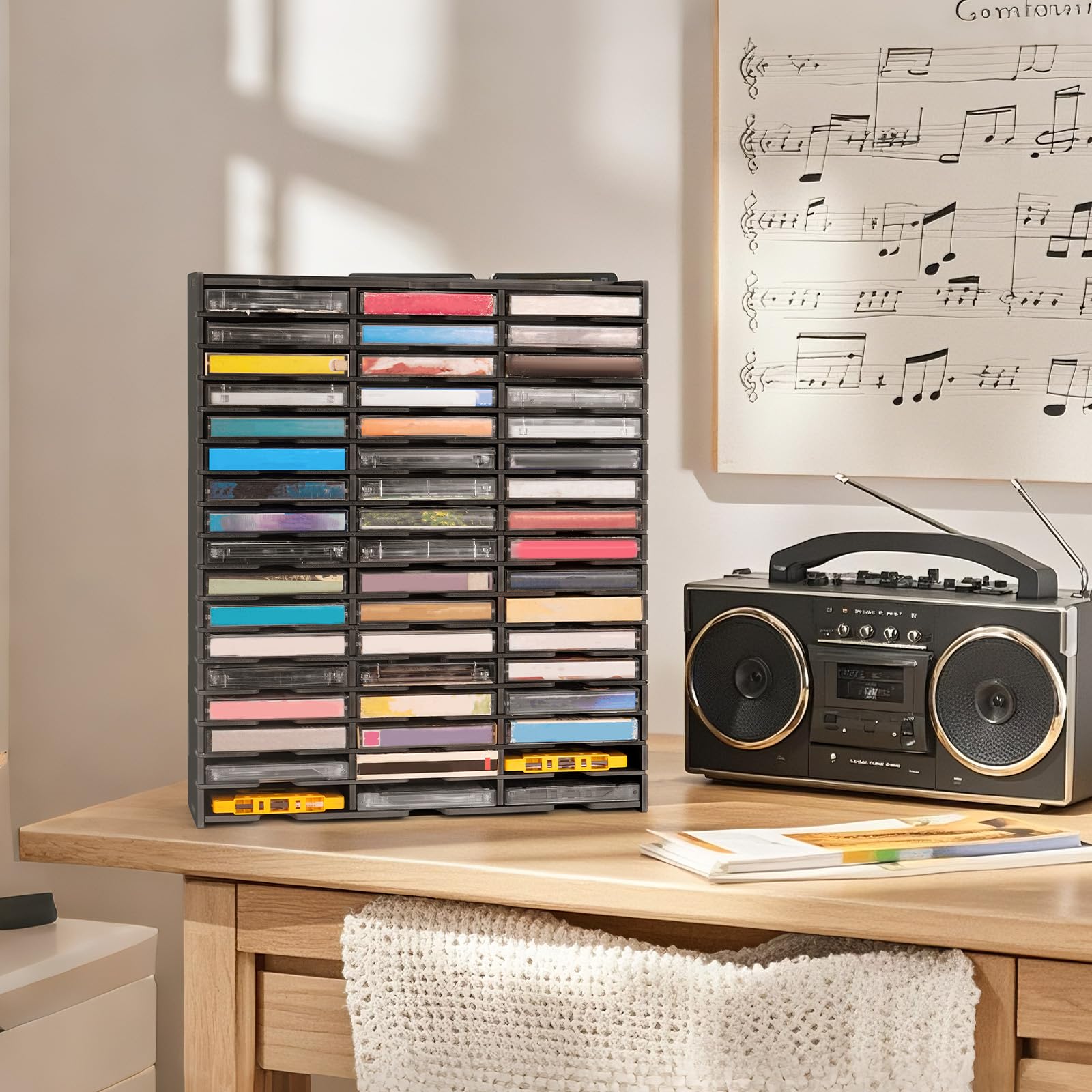 Amazon.co.jp: SANFURNEY 51スロット カセットテープ収納 デスクトップ